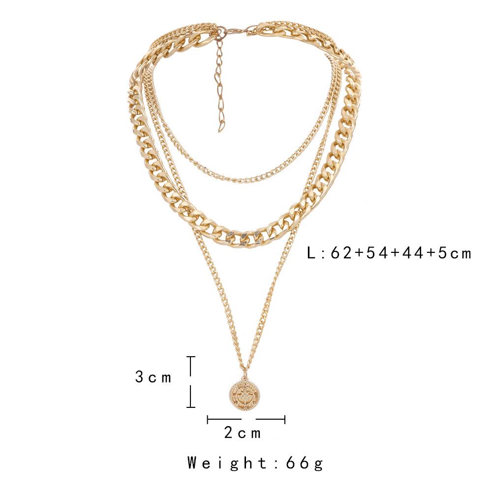 Trendy Stacked Cuban Chain Aluminum Chain Nautical Hour Pendant Fashion Retro Gold-plated Cool Men's Necklace