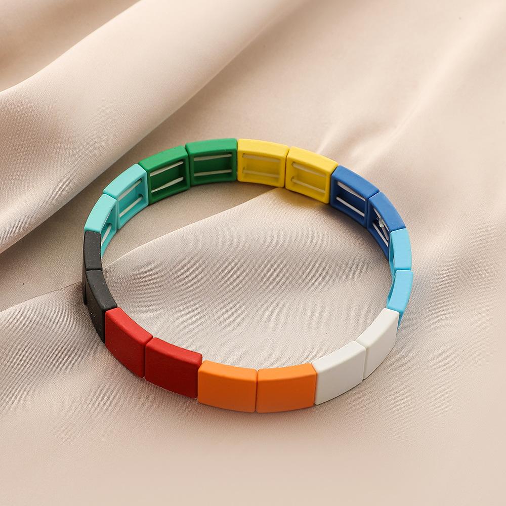 Personalized paint DIY rainbow polygonal arrow arc bracelet rubber paint colorful bracelet