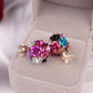 Fashion rose double-sided zircon earrings popular flower double-sided wearable earrings jewelry