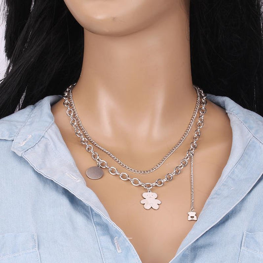 Titanium steel necklace creative pendant hip-hop male and female pendant light luxury niche design clavicle chain