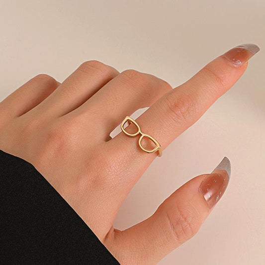 Ins childlike mini glasses ring fashion creative niche design opening index finger ring couple ring