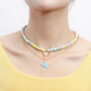 Jewelry Bohemian colored soft pottery devil's eye shaped five-pointed star love necklace female