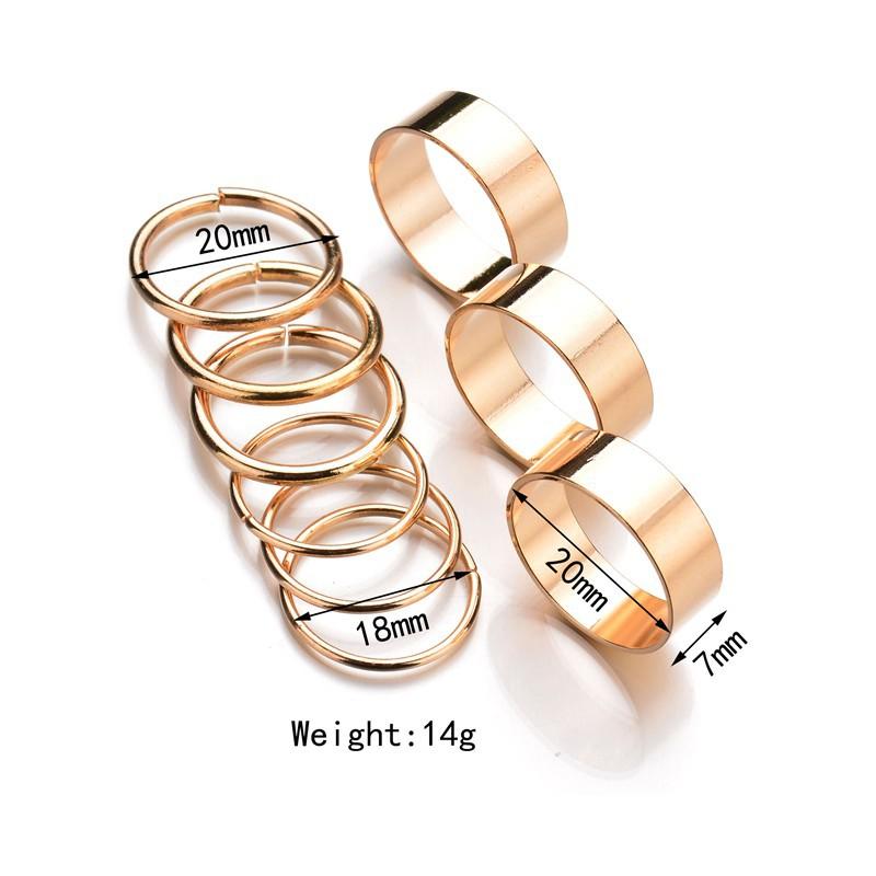 Jewelry 9 pieces set ring metal glossy ring women