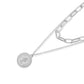 Jewelry Fashion Geometric Chain Double Layer Necklace Female Punk Street Beauty Avatar Round Card Necklace