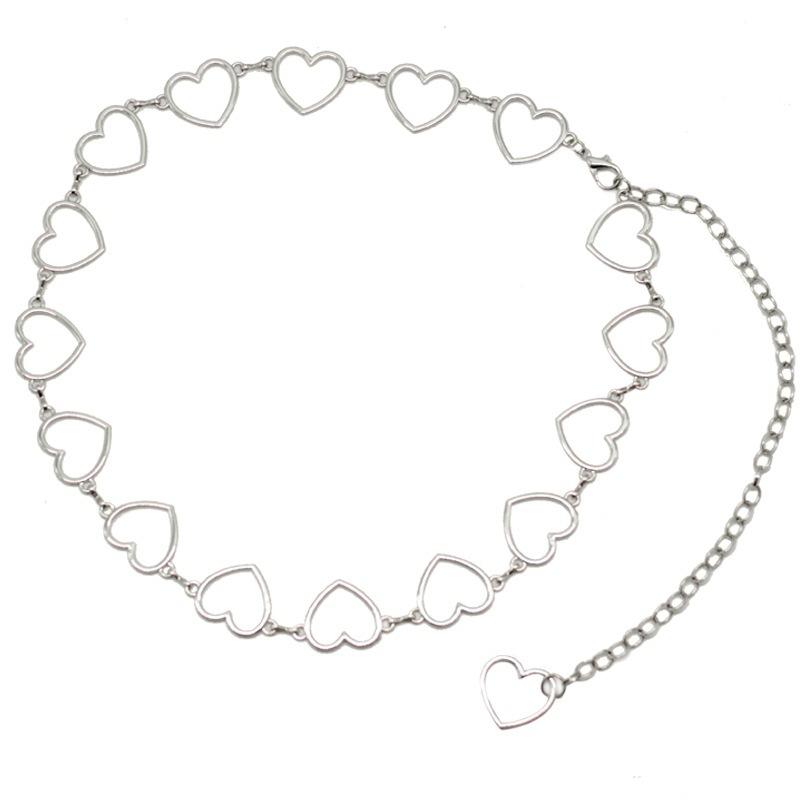 Jewelry simple hollow heart size peach heart waist decoration cold hip-hop pants chain waist chain