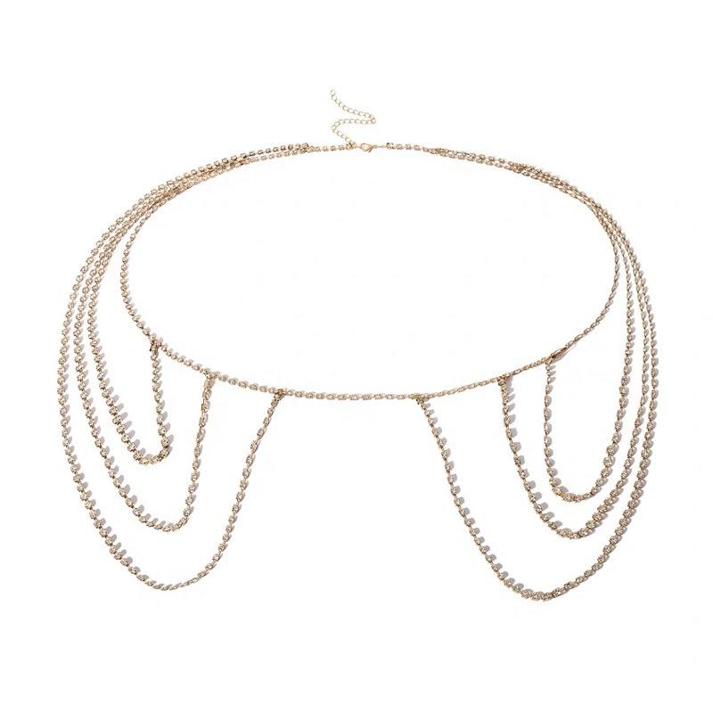 Ethnic tassel shoulder chain women's fashion rhinestone multi-layer tassel shoulder chain dress with accessories