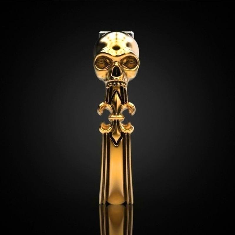 Personality Men's Punk Punk Domineering Golden Skull Dice Hip Hop Ring