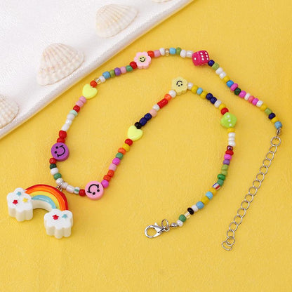 Design sense cartoon monster pink rabbit pendant necklace year ins niche hip-hop color collarbone chain