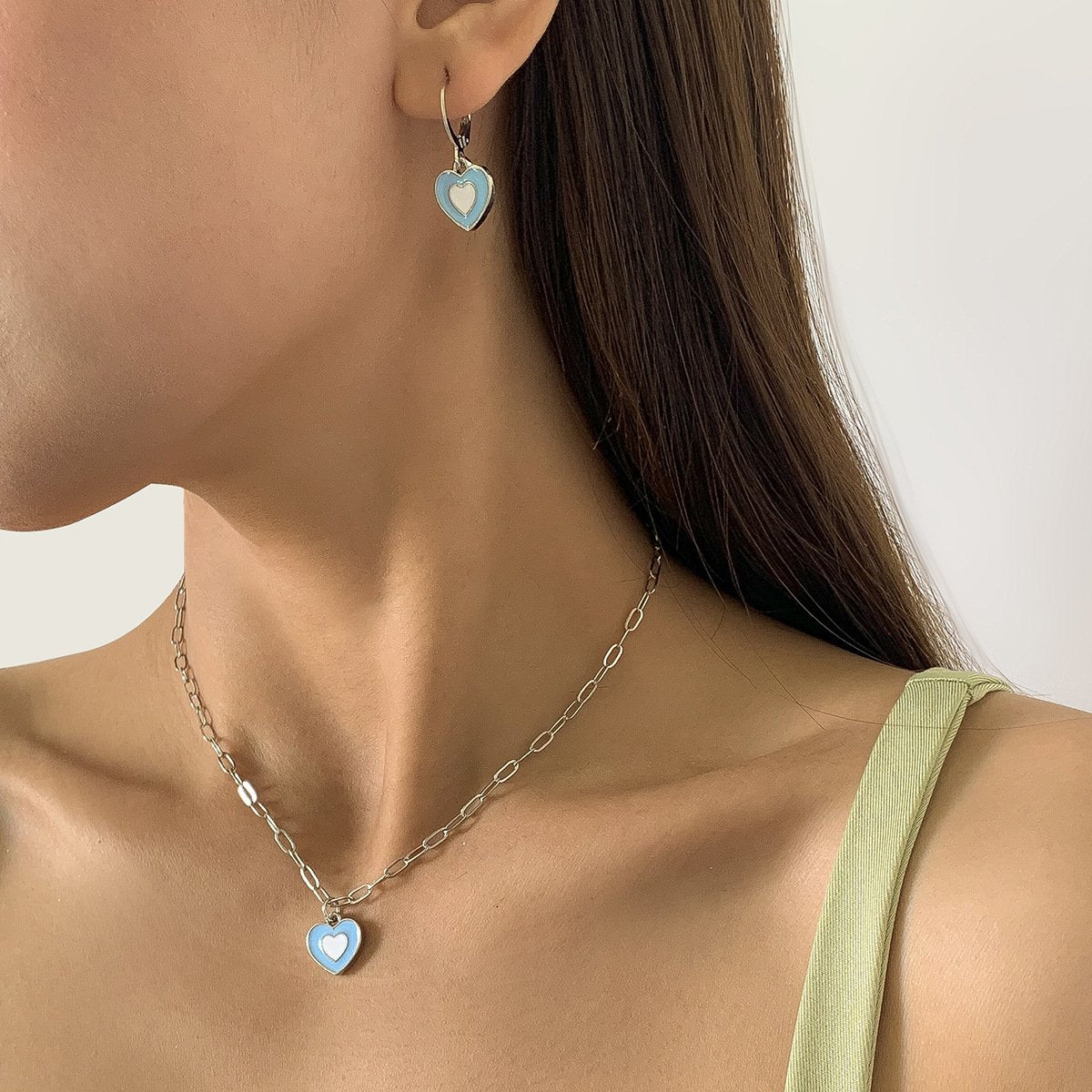 Jewelry Painting Nectarine Heart Metal Cross Chain Necklace Simple Temperament Clavicle Pastoral Necklace Female