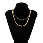 Jewelry cold snake bone chain necklace creative temperament imitation pearl tassel double layer necklace female