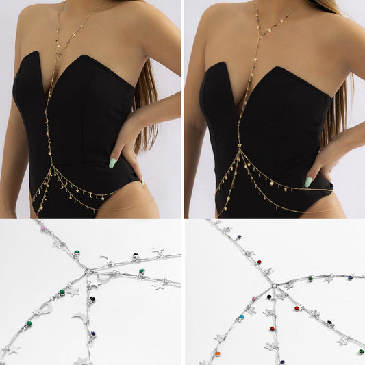 Jewelry Sexy Star Moon Butterfly Necklace Waist Chain One Chain Sexy Tassel Chain Body Chain Female