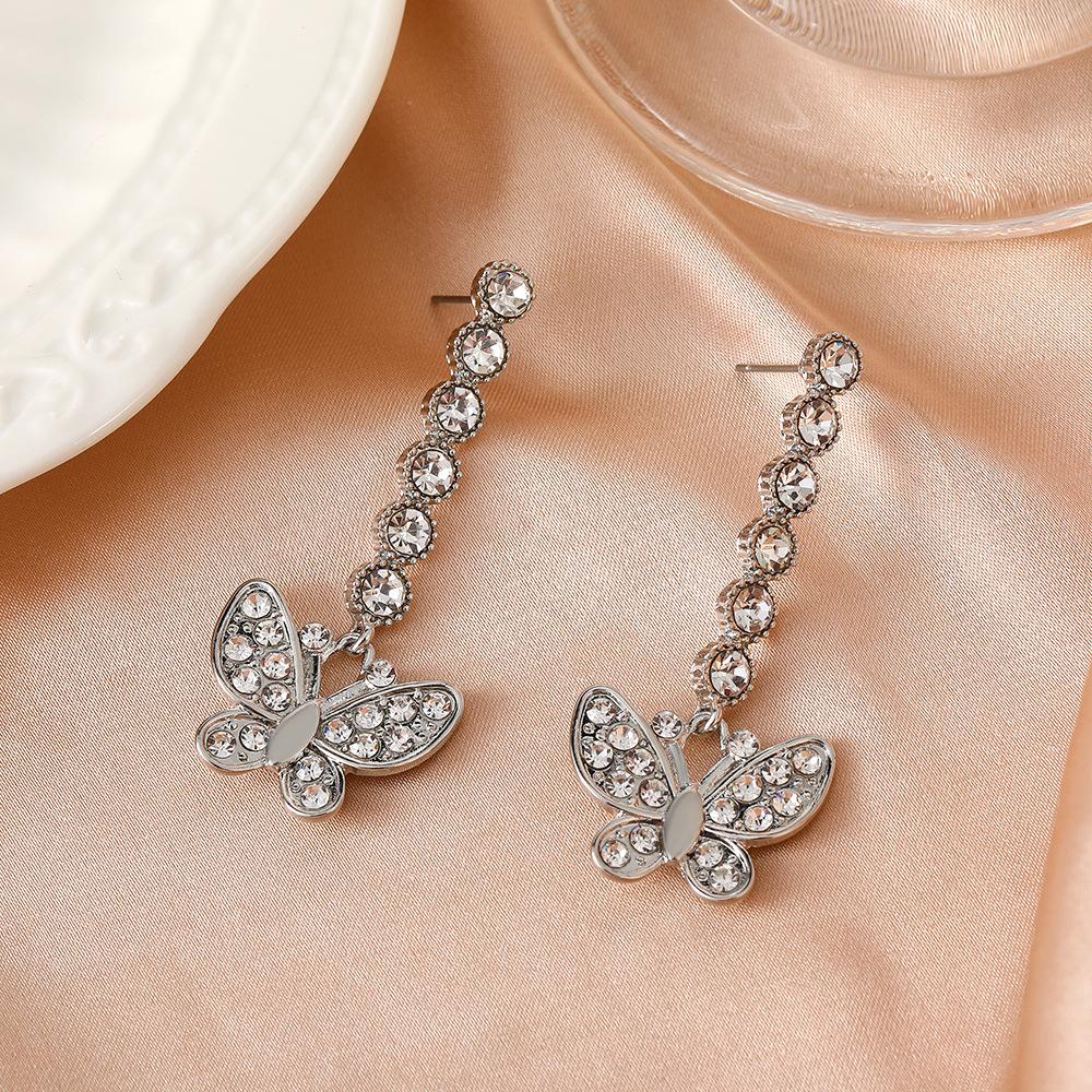 Simple zircon butterfly earrings niche design personality temperament earrings net red ins earrings women