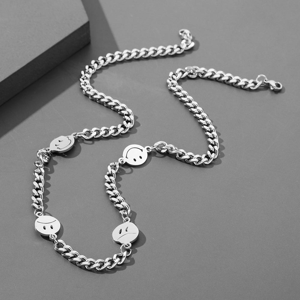 Indifferent and Simple Emotions Titanium Steel Pendant Stainless Steel Choker Clavicle Chain Necklace