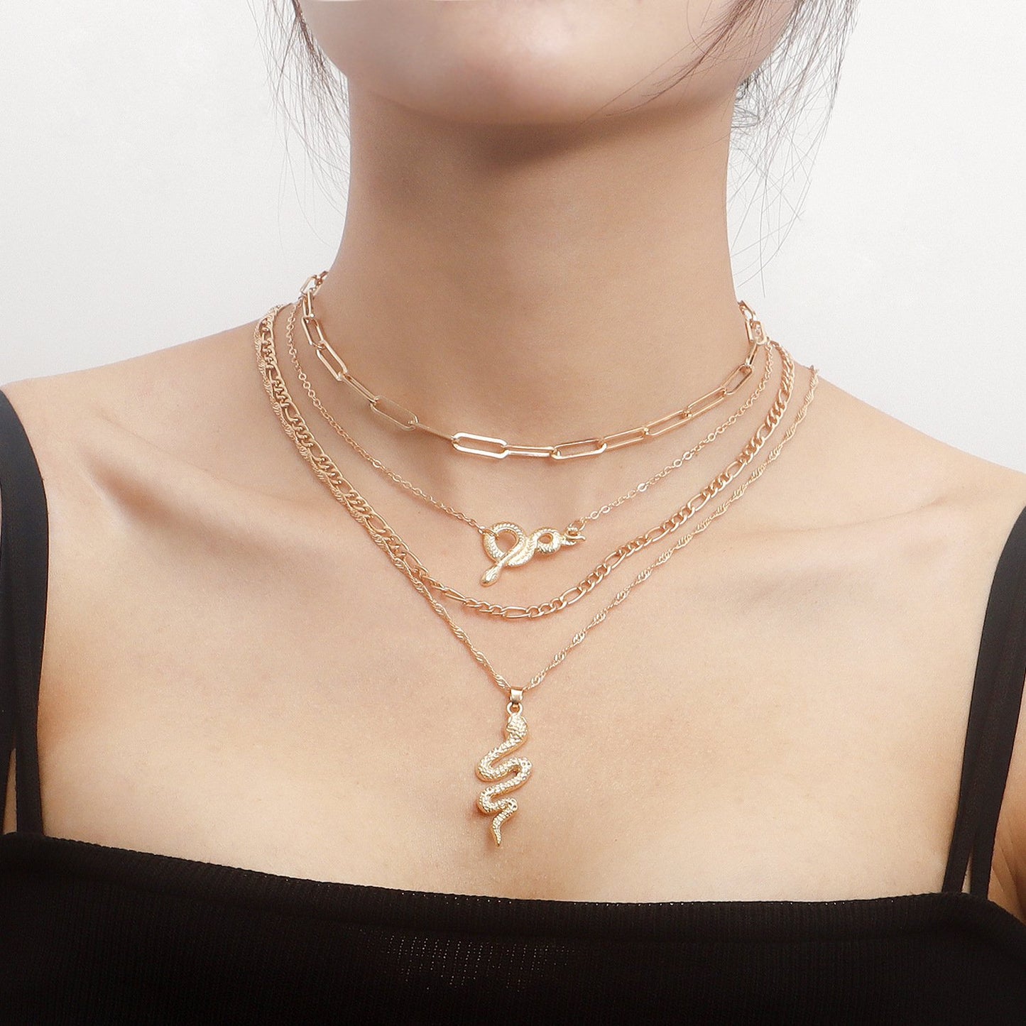 Jewelry retro multi-layer snake-shaped pendant necklace female choker collarbone chain cold necklace