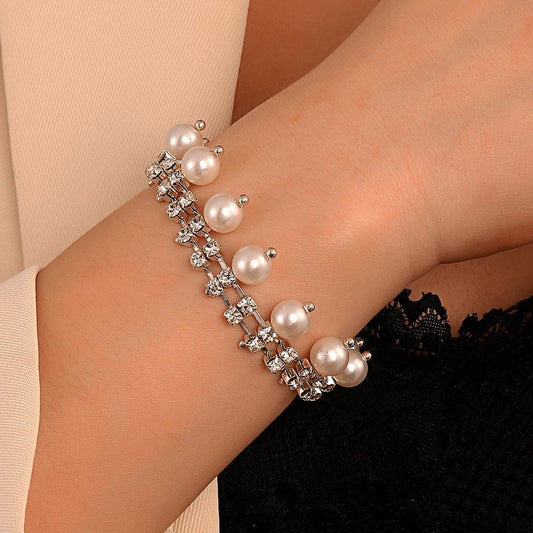 ins pearl pendant chain bracelet fashion simple temperament tassel rhinestone bracelet anklet versatile accessories