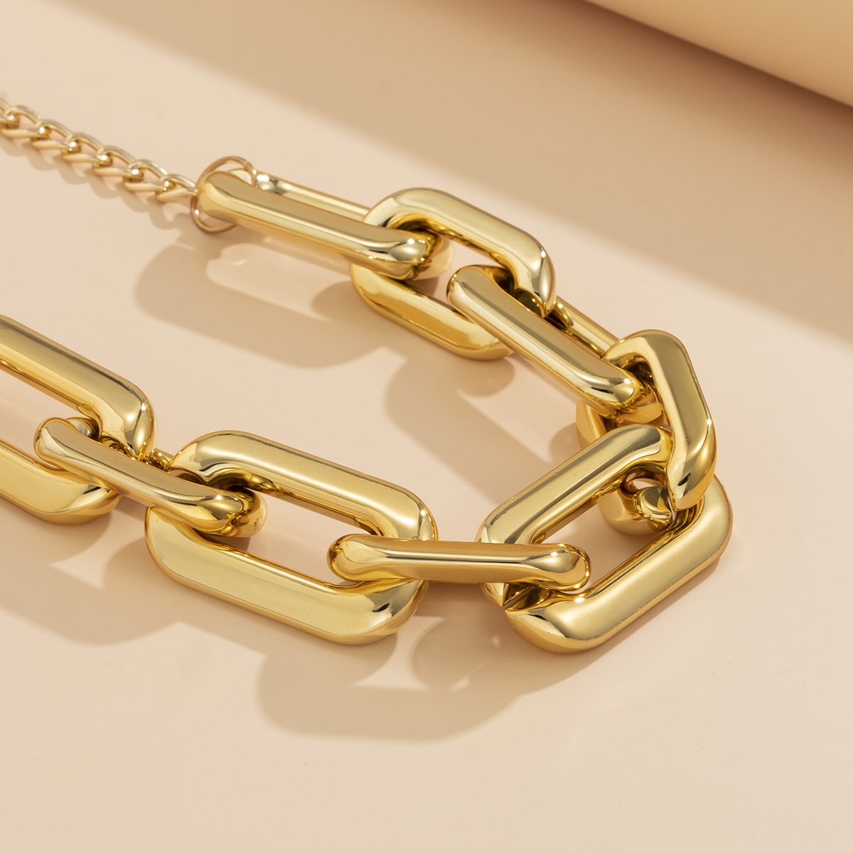 Jewelry Punk Metal Buckle Chain Necklace Hip Hop Trend Geometric Single Layer Clavicle Necklace Women