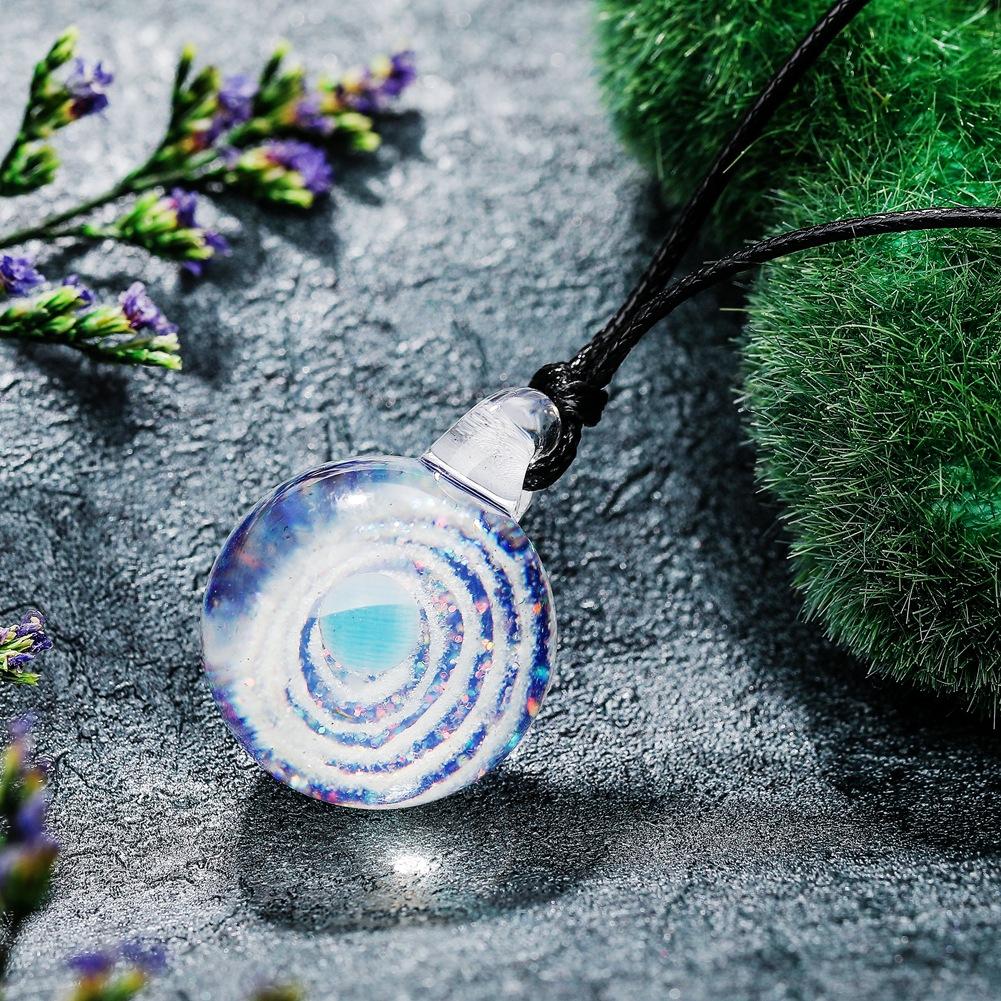 Creative Handmade Jewelry Luminous Symphony Transparent Resin Star Ball Pendant Wax Rope Necklace Female