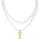 Double Pearl Necklace Titanium Steel 18K Gold Key Pendant Dignified Atmosphere Clavicle Chain