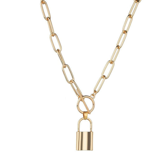 Jewelry Creative Fashion Geometric Element Personality Necklace Retro Key Lock Pendant Necklace Ladies