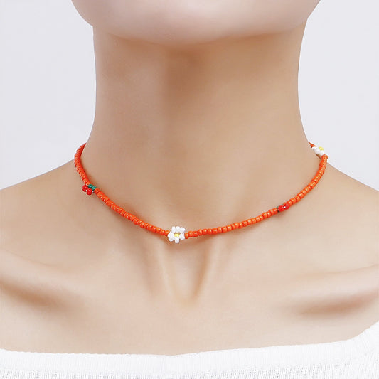 Jewelry Bohemian Color Small Rice Beads Small Daisy Clavicle Necklace Female Handwoven Necklace