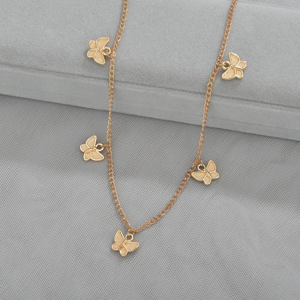 Accessories Simple Thin Chain Alloy Butterfly Pendant Necklace Female Clavicle Chain Jewelry