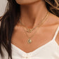 Frosty double-layer gold star moon sun OT buckle chain retro simple all-match ladies necklace
