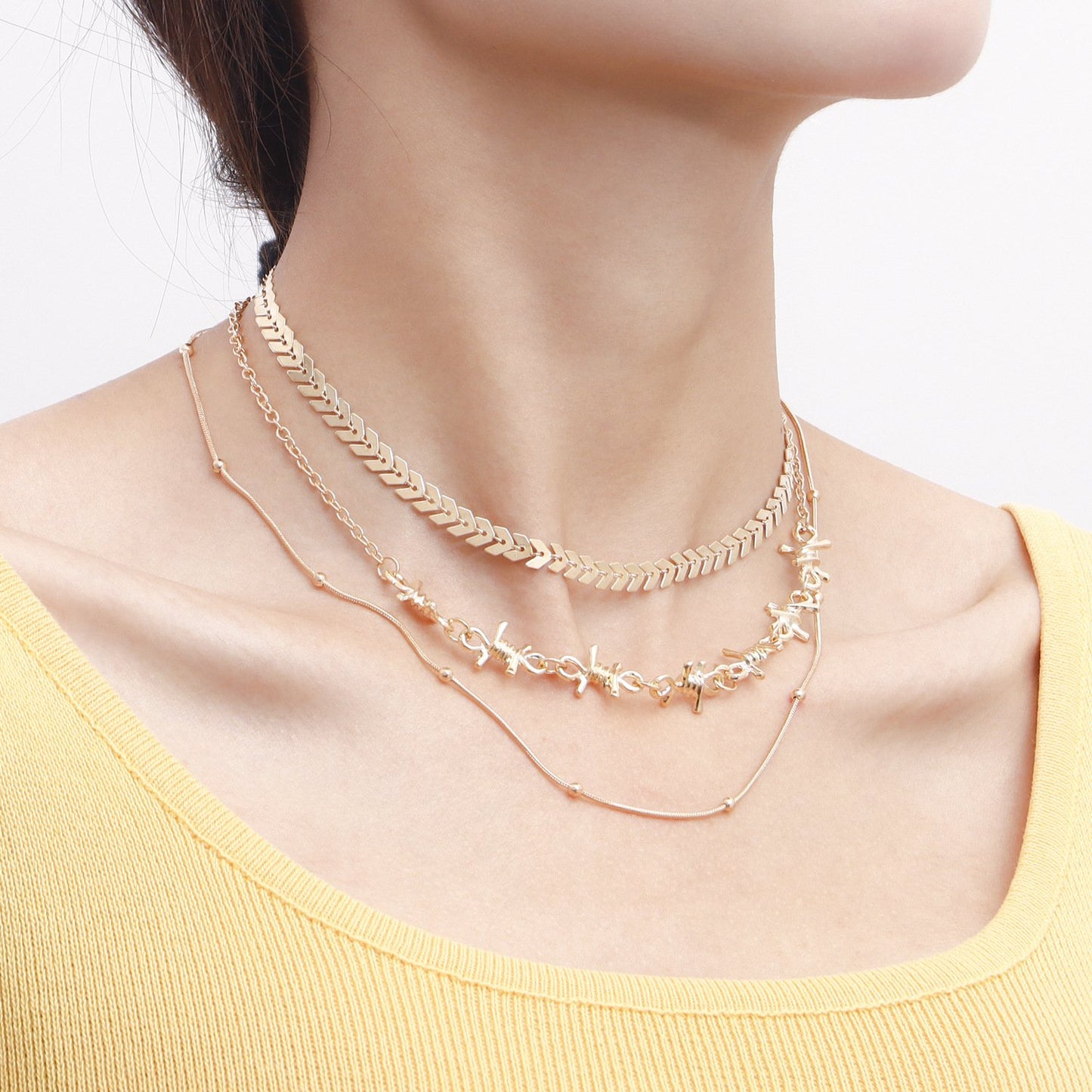 Jewelry Versatile Simple Design Folding Clavicle Aircraft Chain Cold Temperament Metal Necklace Female