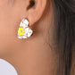E1386 Sweet Love Flower Geometric Earrings Checkerboard Drip Oil Micro-Inlaid Girl Heart Internet Celebrity Earrings
