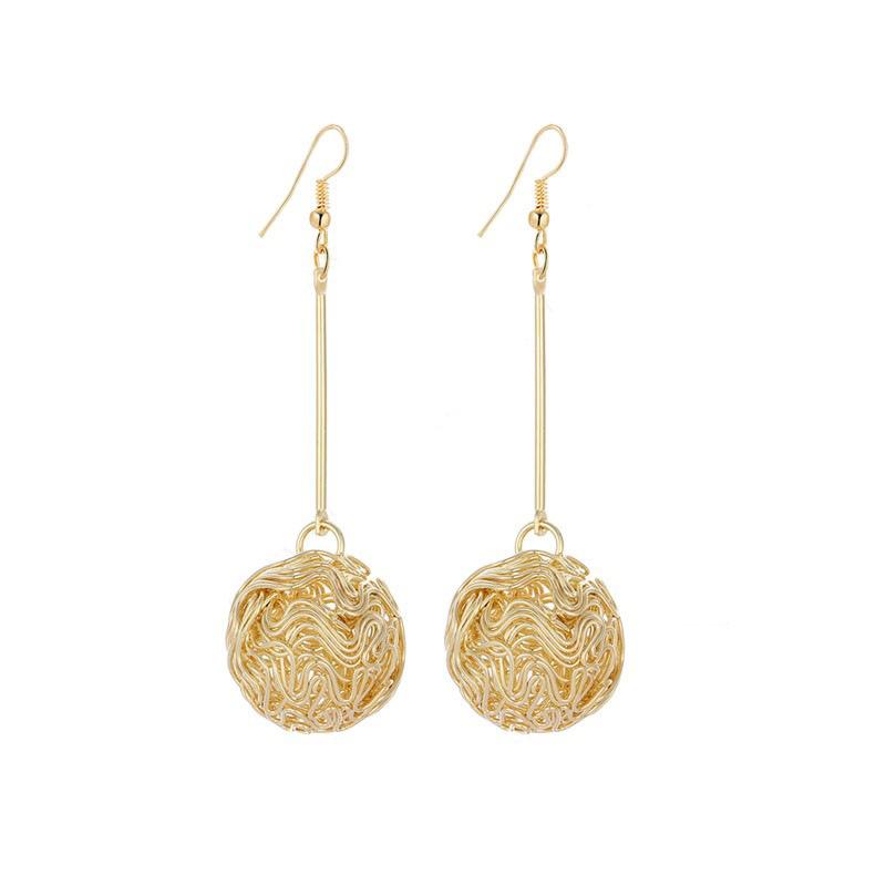 Trendy fashion metal wire ball earrings OL versatile ladies earrings