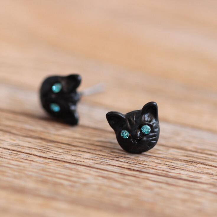 Fashion Cute Animal Stud Earrings Exquisite Black Cat Small Earrings Jewelry