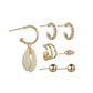 Fashion Rhinestone Alloy Eye Shell Earrings Multi-Piece Set Ear Clip Men and Women Earring Accessories