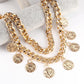 Explosive retro coin pendant tassel waist chain feminine double beauty head embossed body chain