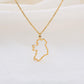 Hollow Ireland Country Map Necklace World Map Europe Pendant Stainless Steel Jewelry