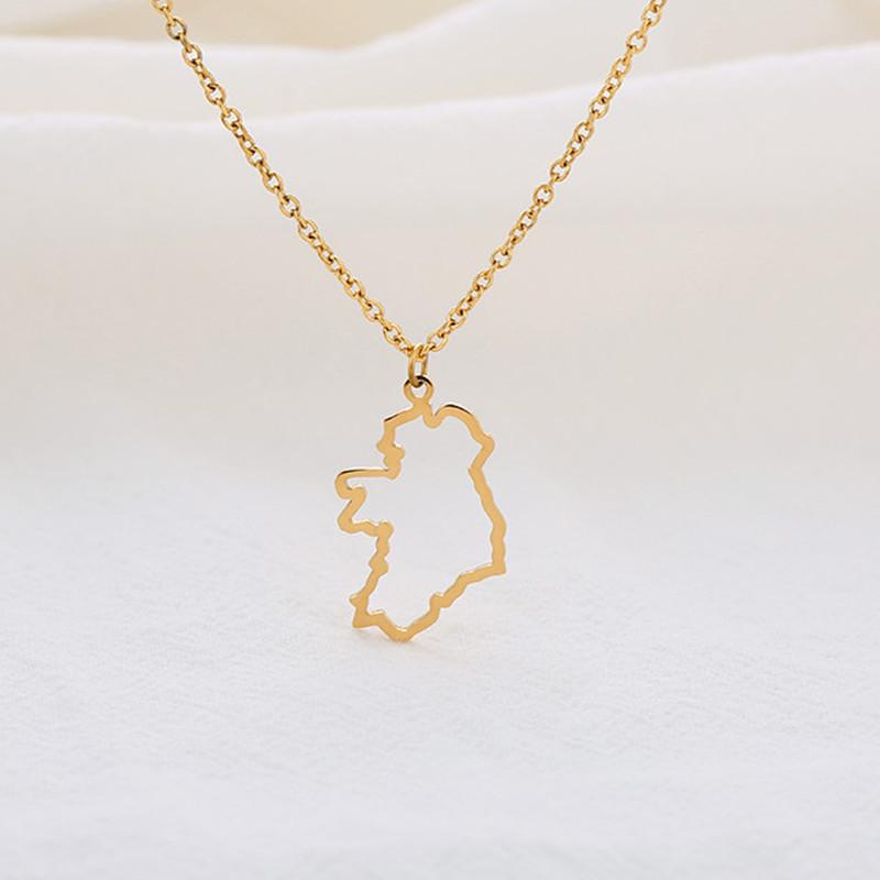 Hollow Ireland Country Map Necklace World Map Europe Pendant Stainless Steel Jewelry
