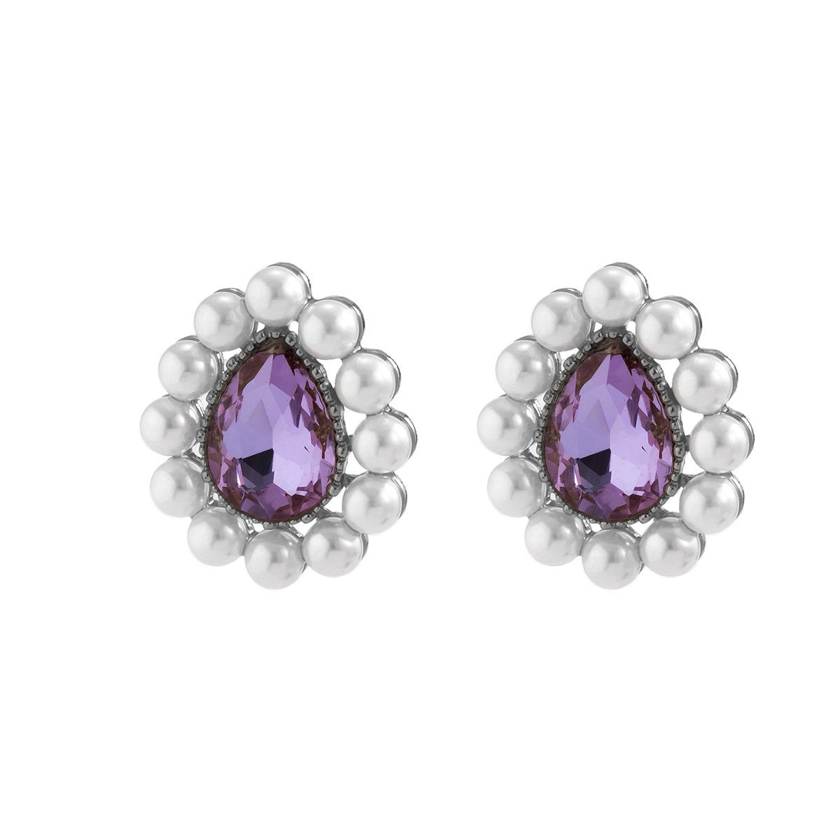 Jewelry retro micro-inlaid drop-shaped pearl niche earrings baroque medieval stained glass earrings
