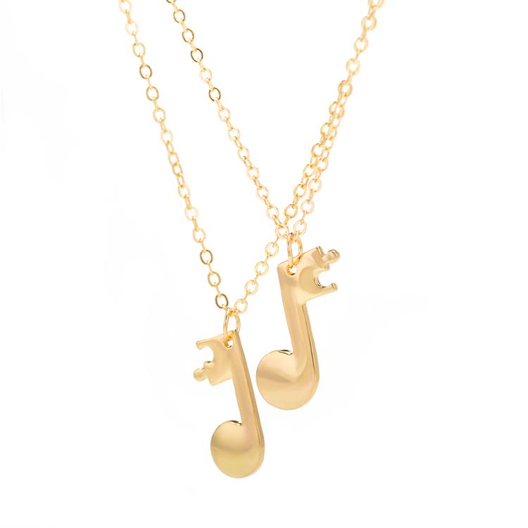 Clavicle Chain Music Note Logo Pendant Short Couple Music Necklace Two