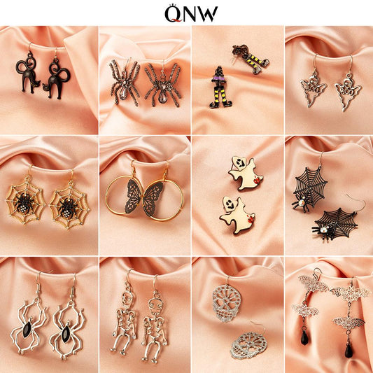 Halloween Earrings Gothic Ghost Spider Skull Stud Earrings Female Horror Funny Earrings