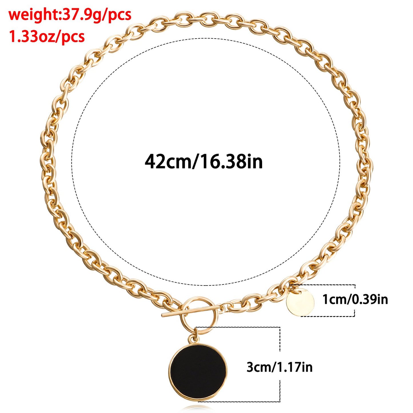 Jewelry wild berry exaggerated thick chain black mother-of-pearl necklace female trendy cool alloy sweater chain