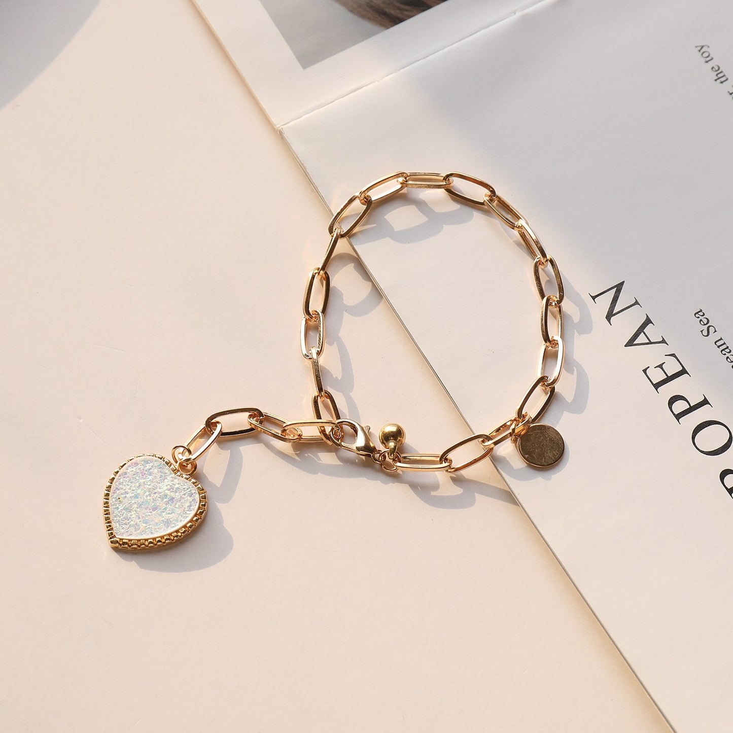 Jewelry Fashion Personality Peach Heart Bracelet Female Exaggerated Thick Chain Handmade Love Bracelet Jewelry