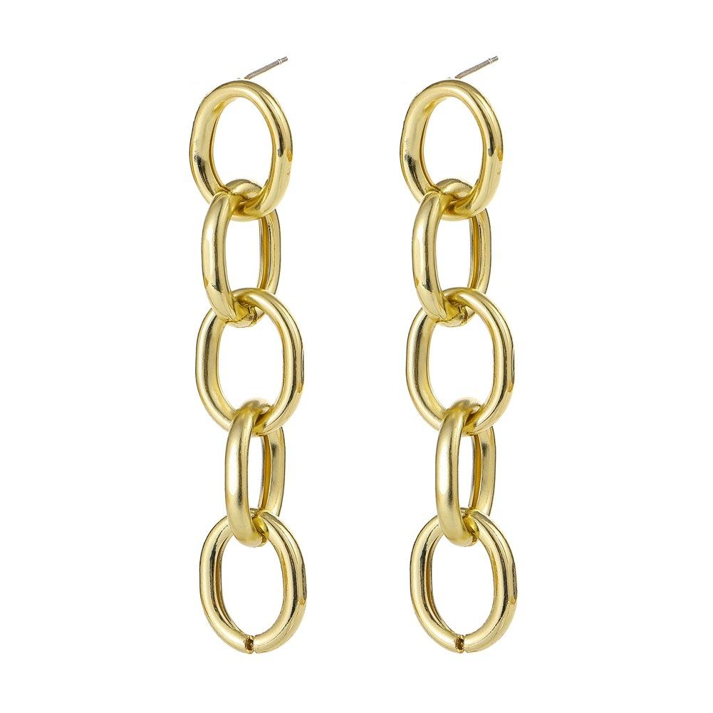 Dongdaemun personalized tassel earrings ins simple O-shaped chain exaggerated lady trendy hip-hop earrings