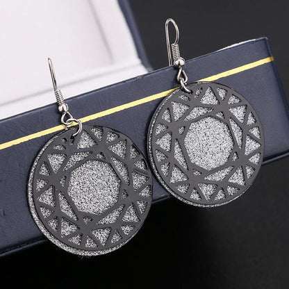 Personalized Luxury Versatile Frosted Earrings Disc Double Swing Earrings Dunhuang