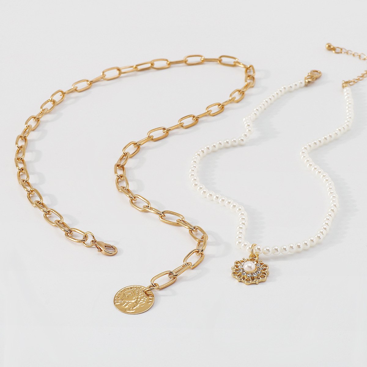 N889 Jewelry Temperament Elegant Pearl Multi-layer Necklace Micro-inlaid Portrait Fashion Stacked Necklace Women