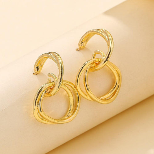 Jewelry fashion C-shaped simple earrings creative temperament double circle trendy lady earrings