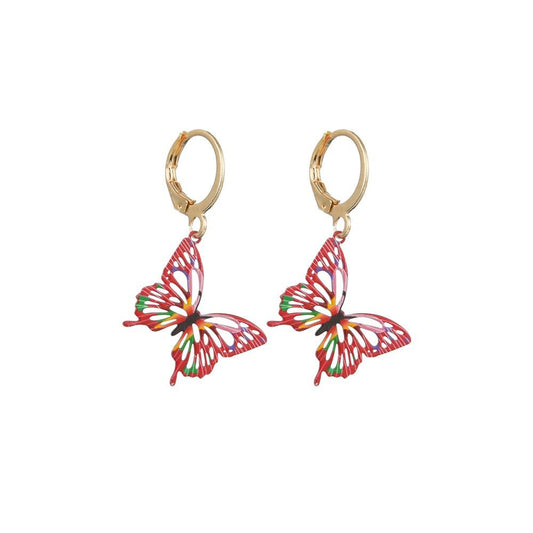 Cute Painted Butterfly Earrings Retro Drip Oil Computer Chip Earrings Female Jewelry