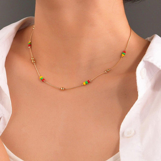 Bohemian Ethnic Color Rice Bead Necklace Fashion Clavicle Chain Necklace Accessories