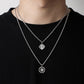 Men's Stainless Steel Twine Stitching Double Coin Compass Star Necklace