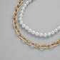 Gold Cross Chain Tassel Double Layer Pearl Necklace Fashion Independent Packaging Men's Jewelry