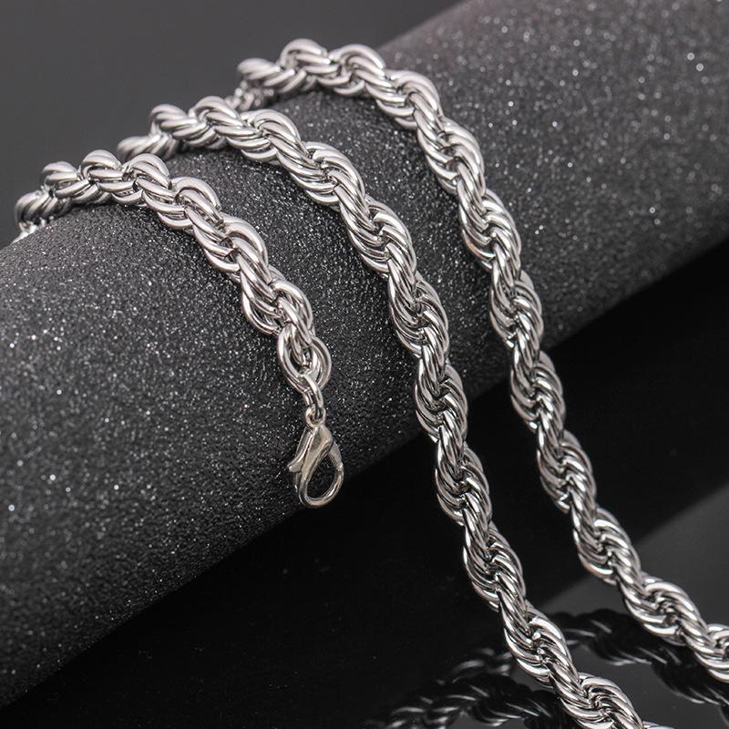 Fashion Stainless Steel Twist Chain Necklace Hipster Simple Fashion Titanium Steel Jewelry