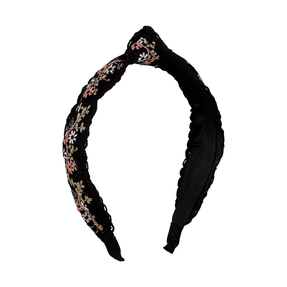 F4441 Small, fresh, sweet, age-reducing fashion headband knotted embroidery floral fabric simple net red headband