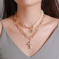 Necklace Exaggerated Pearl Cross Necklace Women's Thick Chain Multi-layer Disc Portrait Pendant